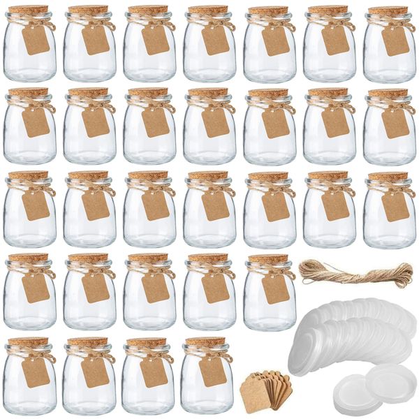 Mini Yogurt Jars 30 Pack Glass Favor Jars with Cork Lids Mason Pudding Jar