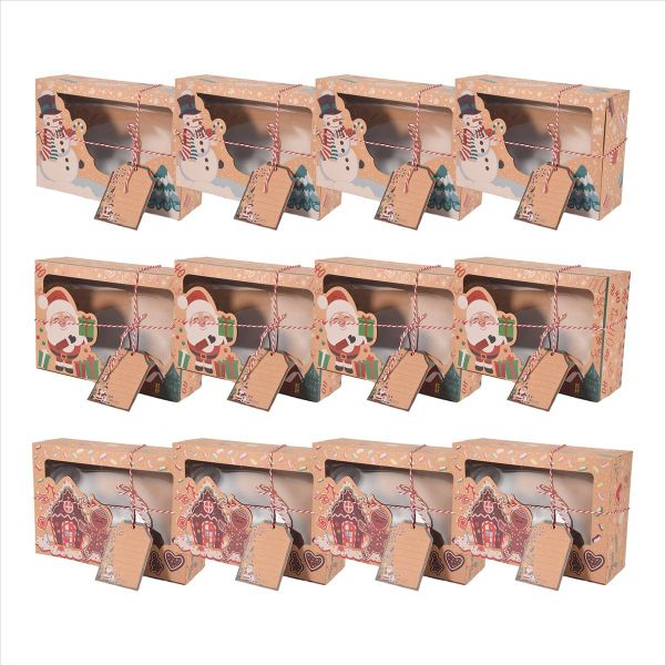 Christmas Cookie Boxes with Window, Holiday Cookie Boxes for Gift Giving, P