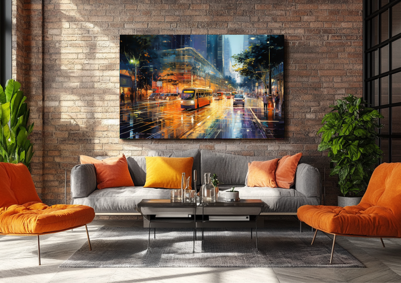 Canvas Wall Art - Vibrant Cityscape Painting - HC0024