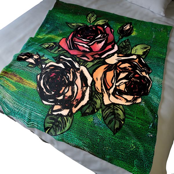 Triple Roses Light Weight Fleece Blanket