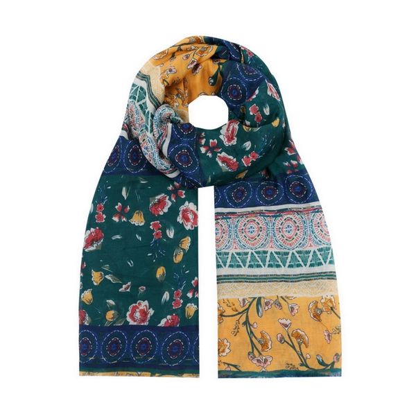 SoGood-Candy - Scarf - Blue &amp; Yellow Floral Panel