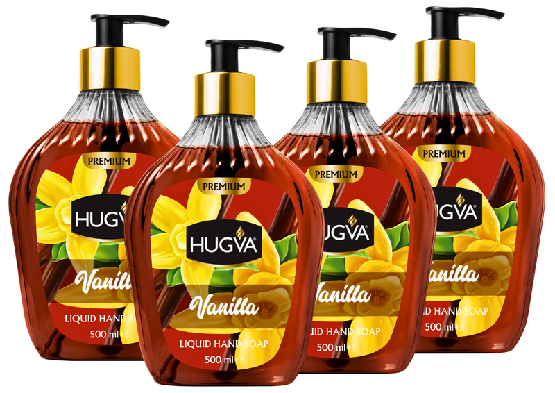 Hugva 500ml Premium Hand Wash Liquid, Vanilla, Special Formula Pack of 4