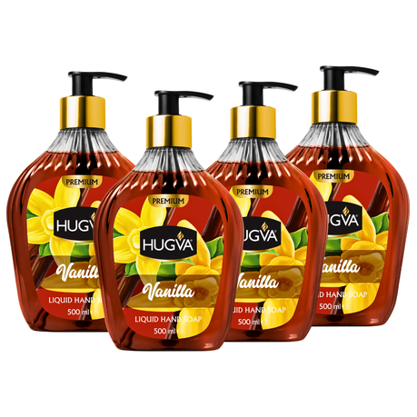 Hugva 500ml Premium Hand Wash Liquid, Vanilla, Special Formula Pack of 4 Image