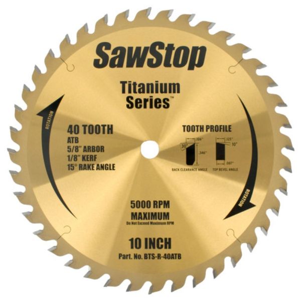 Sawstop 40t Combination Saw Blade Titanium Series