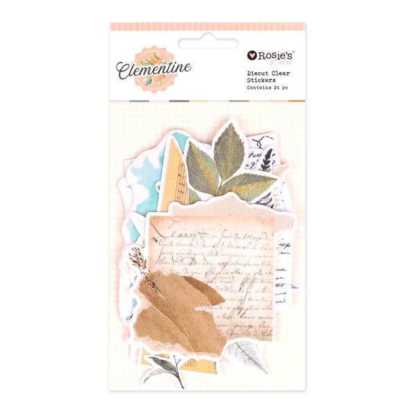 Clementine Diecut Clear Stickers 24 pieces