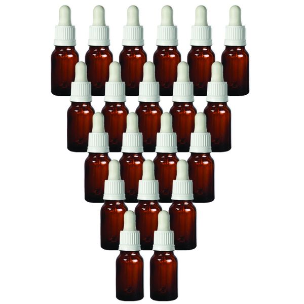20 Set 10ml Amber Glass Dropper Bottle With White Pipette