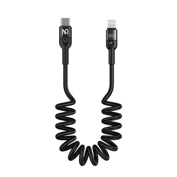 Mcdodo 36W Coiled Charging Cable Compatible with Apple Car Compliant iPhone Charger Cable