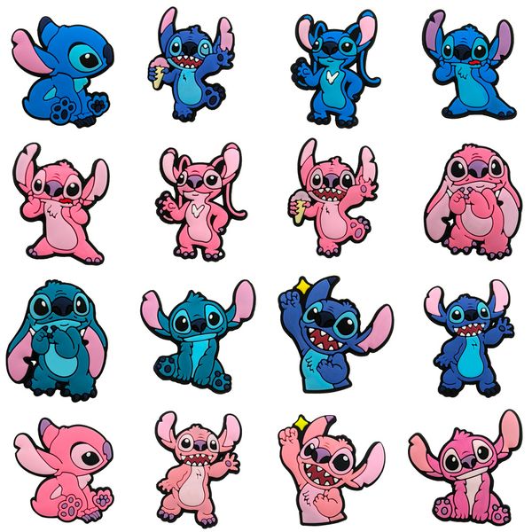 16 Pack Disney Stitch Shoe Charm Set, Clog Decoration PVC Shoes Decorations