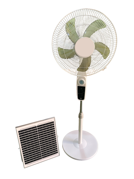 Rechargeable Pedestal Fan With Solar Panel - Dual Power
