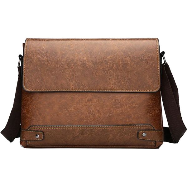 Office PU Leather Water Resistant Laptop Shoulder Handbag - 33cm