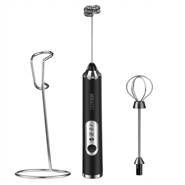 MIkaco Handheld Electric Milk Frother &amp; Whisk Set w/ Stainless Steel Stand