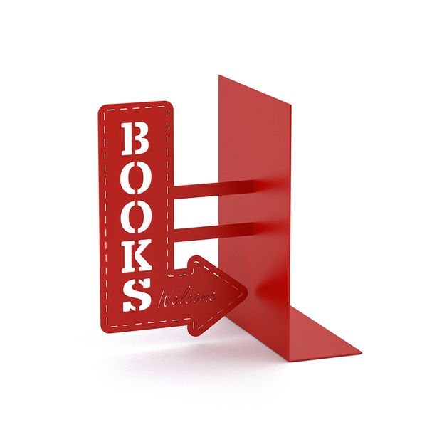 Bookend - Bookshop - Red Metal