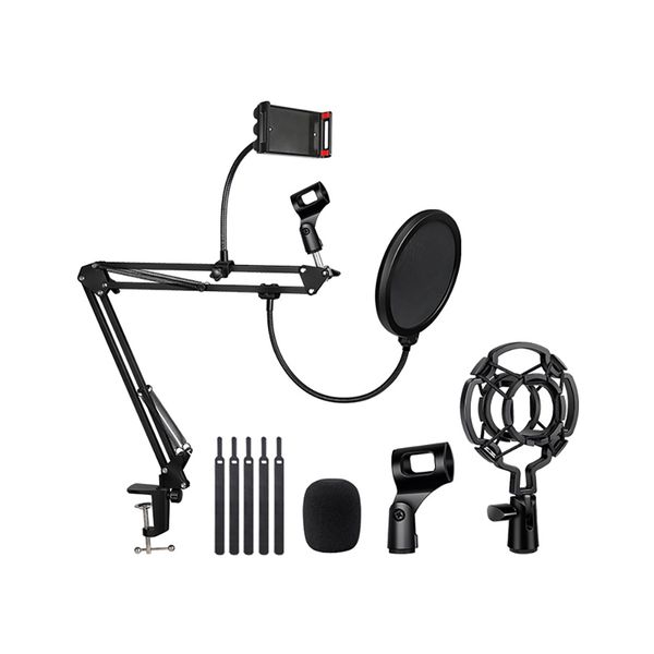 Adjustable Microphone Suspension Arm Stand Kit with Phone Holder