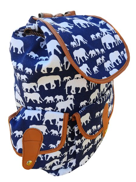 Navy, White Elephants Backpack