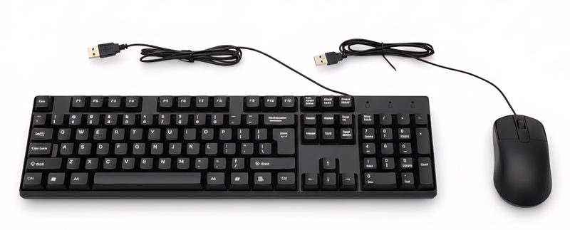 Essential Wired Keyboard &amp; Mouse Combo - Full-Size, Plug-and-Play