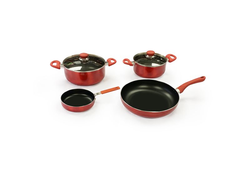 Real Chef Non Stick Casserole Pots and Fry Pan Red Combo 11 Piece Set