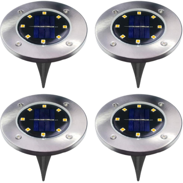 4PCS Solar Powered 8 LED Ground Light