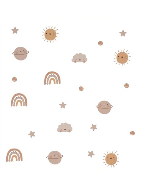 Cute Sun, Moon and Star Wall Sticker, Decor Nursery/Bedroom/Playroom FM11