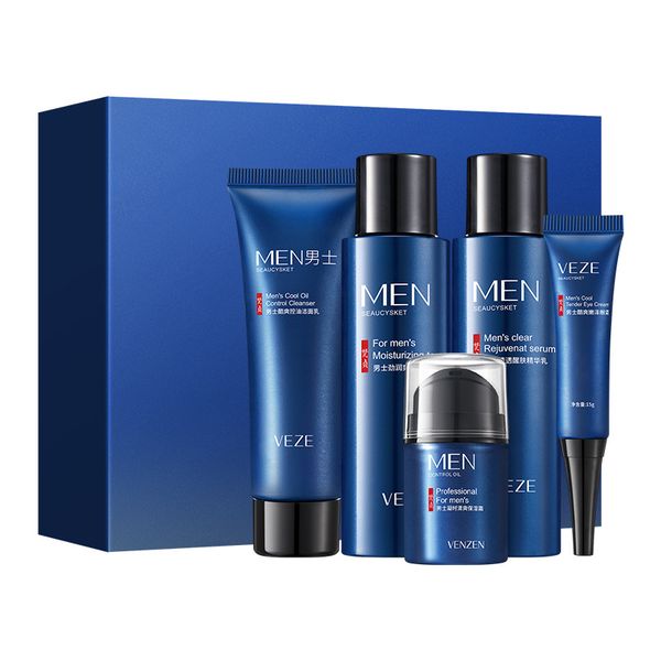Men's Skin Care Oil Control Cleanser Moisturizer Toner Rejuvenate Serum 5 Piece