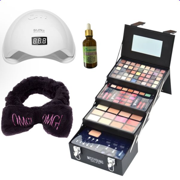 Miss Young Makeup Kit with SUN 5 LED/UV Lamp &amp; Omg Headband , Carrot Oil