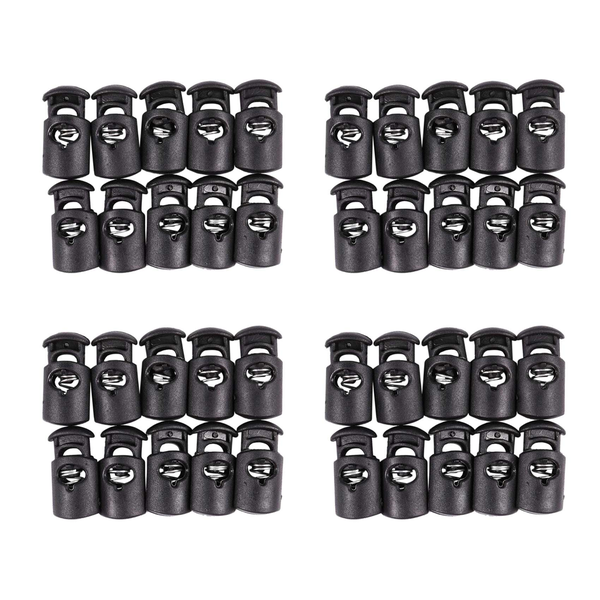 Diameter 8 mm Hole Cord Cord Stopper Laces Snap Hook Black 40 Pieces