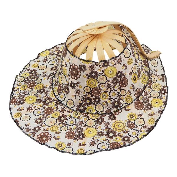 2 in 1 Portable Bamboo Sun Shade Hat Foldable Hand Fan Hat Sun-protectin