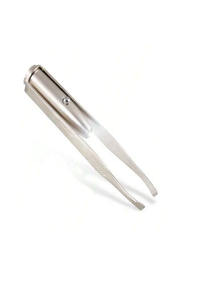 LED Stainless Steel Eyebrow Tweezer - Silver