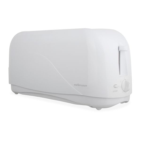 Mellerware Toaster 4 Slice Plastic White 1300W "Hot Slice" #