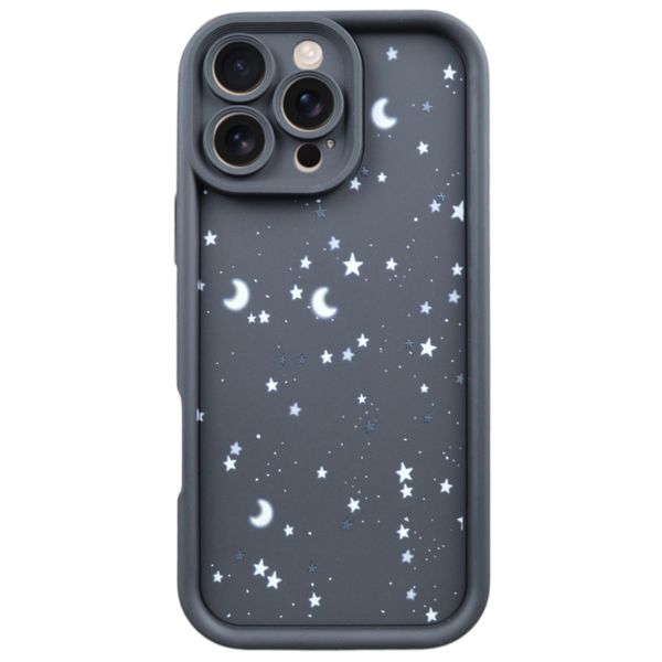 Stars Print Anti-Bump Phone Case Compatible With iPhone 16 Pro Max - Black