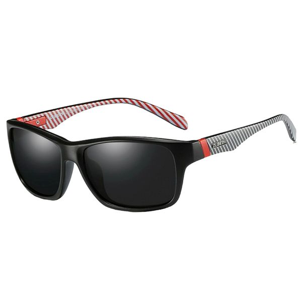 Dubery Modern Frost Frost Polarized Sunglasses Black and Red