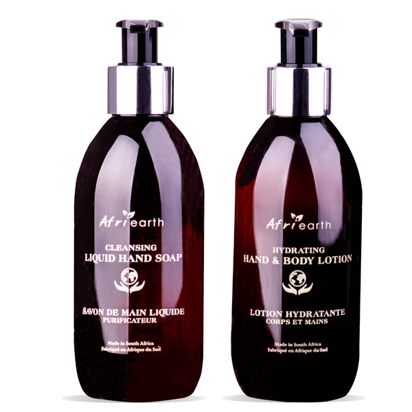 Afriearth Liquid Hand Soap and Hand &amp; Body Lotion - Lemon Verbena &amp; Fynbos