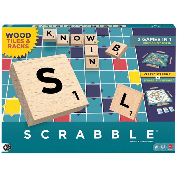 Scrabble Board Game Family Word Game with Wood Tiles and Racks