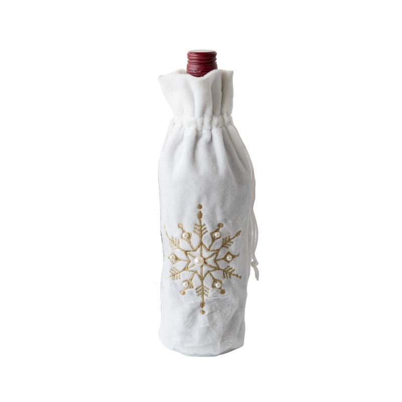 Nordic Scandinavian Gift Xmas Gold Snowflake Christmas Wine Bottle Cover