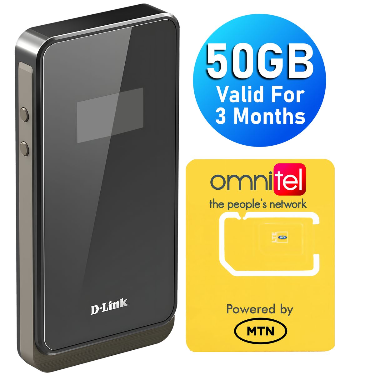 DLink Wireless Mobile Hotspot Router + 50GB Data Valid for 3 Months