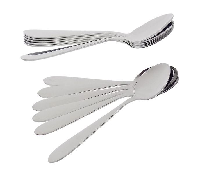 Elegant 6 Piece Tea Spoons + Table Spoons - Stainless Steel - Combo