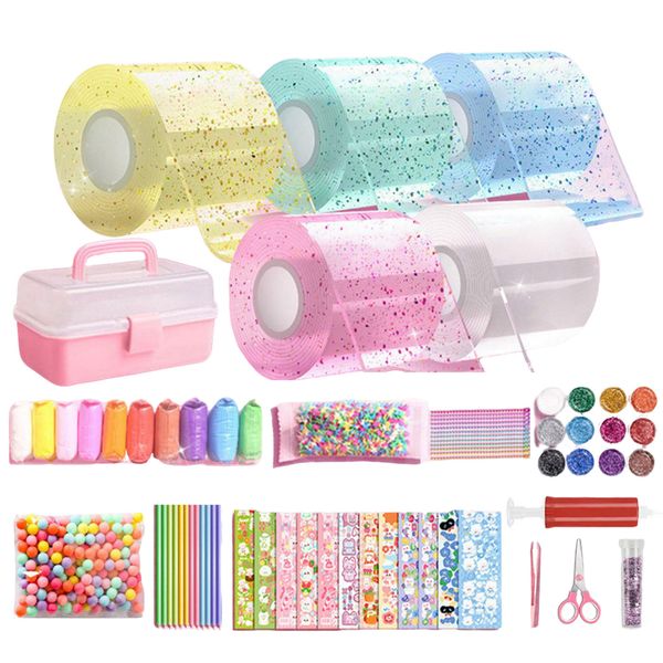 Nano Tape Bubble Kit for Kids with Glitter, Clay, Beads,Decoration DIY Toy