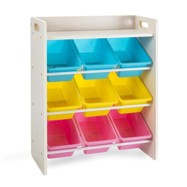 9 Bins and Top Shelf Kids Storage Organiser for Toys and Clothes -