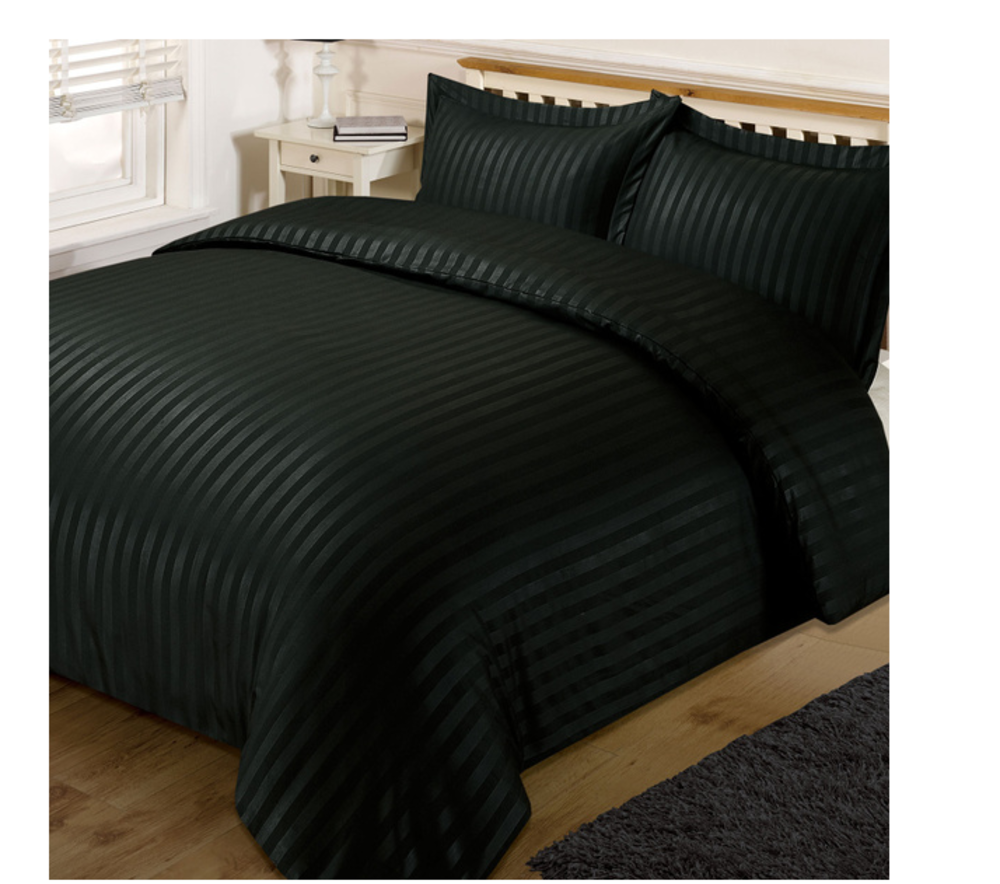 Relax Collection Microfibre Fitted Sheet- Black Stripe