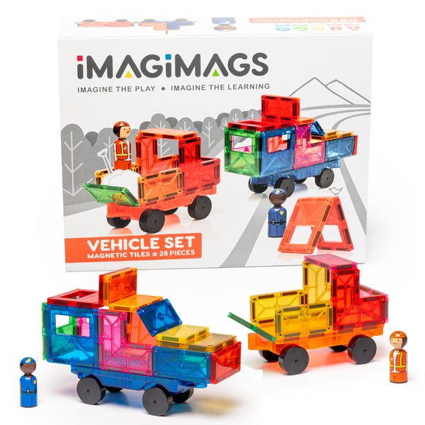 Imagimags Vehicle Set - Magnetic Tiles: 28 Pieces