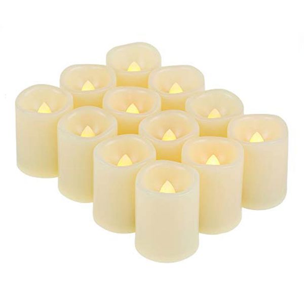 Bufftee Diwali LED Candles Flameless - Electric Candles 12piece WHITE