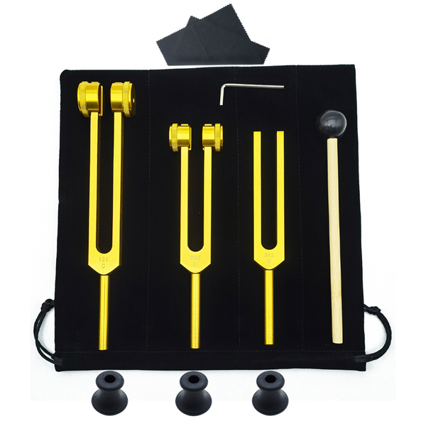 10 Pieces Tuning Forks Set with Hammer for Chakra Healing &amp; Sound Therapy