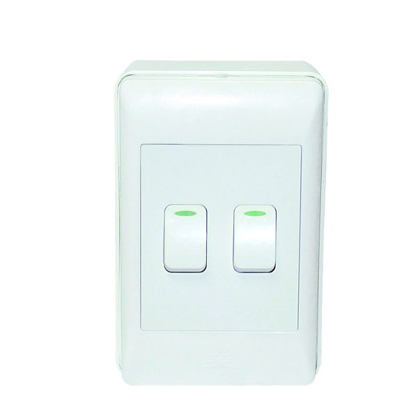 ACDC - 2-lever 1-way White SW 2x4 C/w Surface Box
