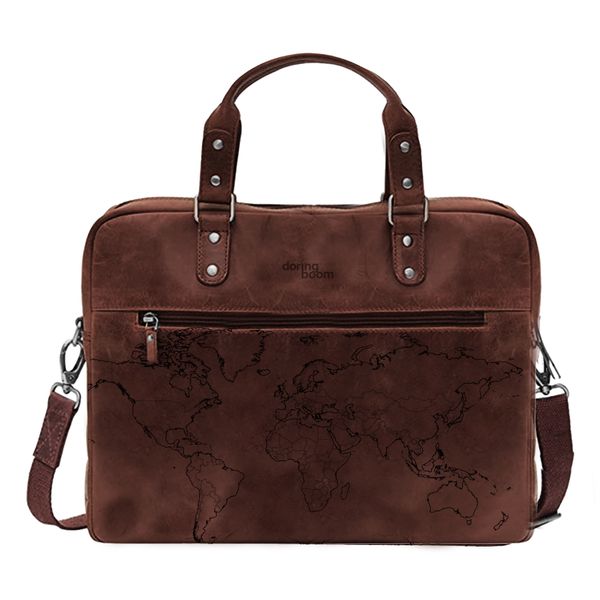 Genuine Leather Laptop Bag - World | 14" - 17
