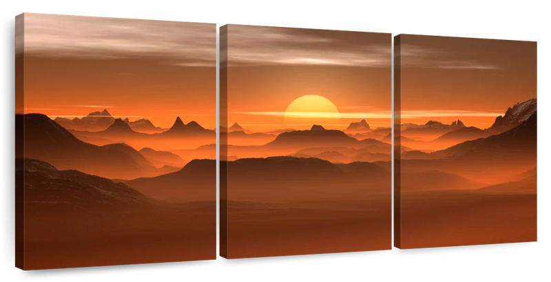 Canvas Art - Sky Sunset View 3 Piece Canvas Wall Art Living Bedroom Decor