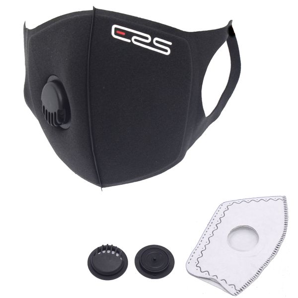 Second Wave ERS Sponge Face Mask with Removable Filter and Valve - Black