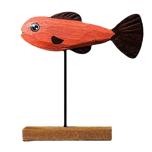 Wooden Fish Statue Nordic Home Decorations Fish Sculpture Ornaments E