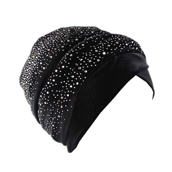 Chemo Head Velvet Wrap Scarf Doek for Women - Black