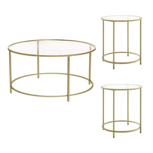 Bragg Zurich Coffee Table with a set of 2 Bragg Geneva Side Tables, Gold