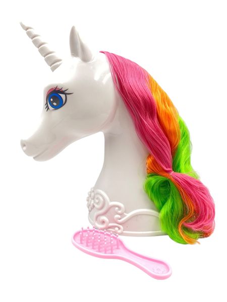 Unicorn Styling Head - Rainbow Mane Hair Styling Toy with Brush