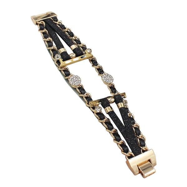 Layered Watch Band Compatible with Apple Watch 42mm/44mm/45mm - Black &amp; Gold